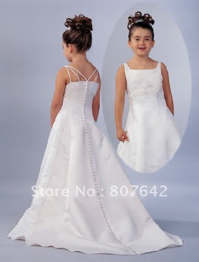 Custom sizes Beautiful Spaghetti Strap 100% Polyester ball gown lovely flower girl dress,party dresses Sky415