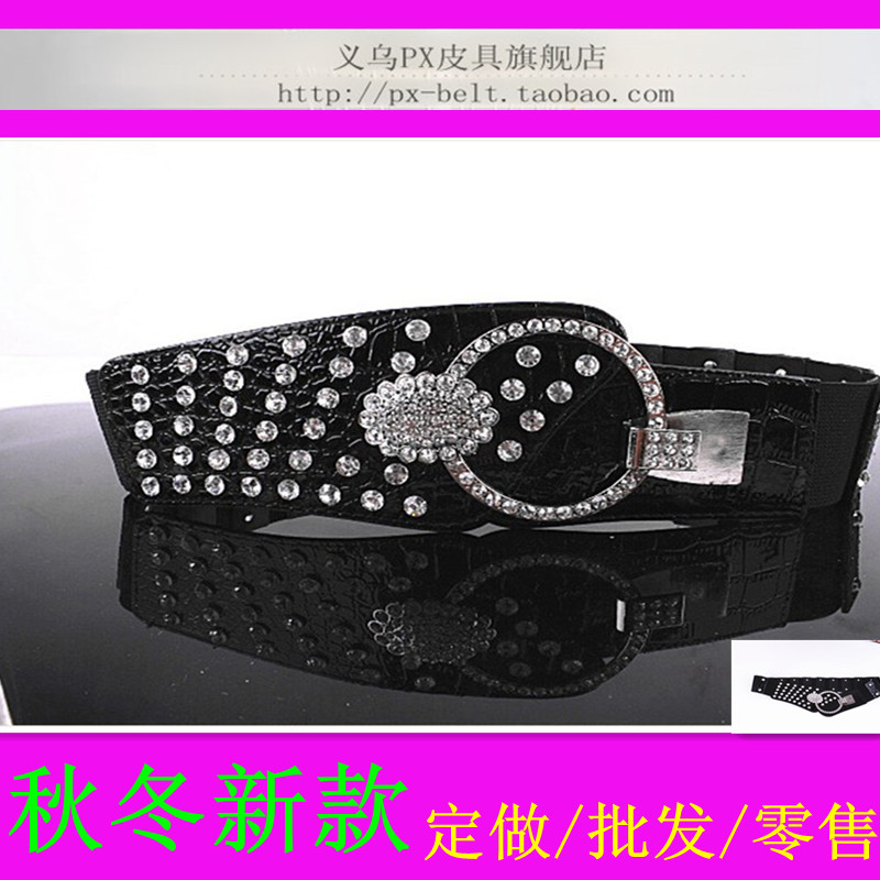 Customize crocodile pattern patent leather rhinestone cummerbund brick all-match belt wide cummerbund