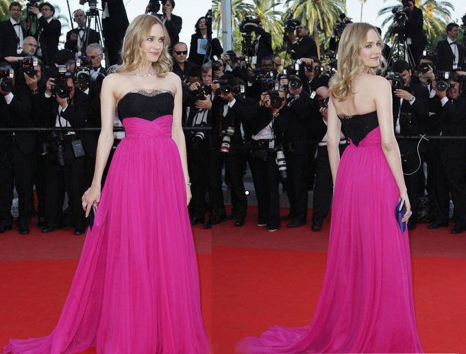 Customized Black And Rose Red Tulle A-line Empire Sweetheart Floor-length Diane Kruger Celebrity Dresses New Fashion 2013