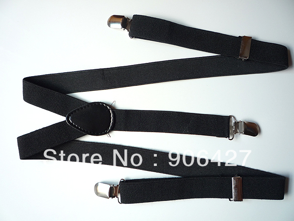 Cute Black 1PC Unisex Clip-on Braces Elastic Suspenders