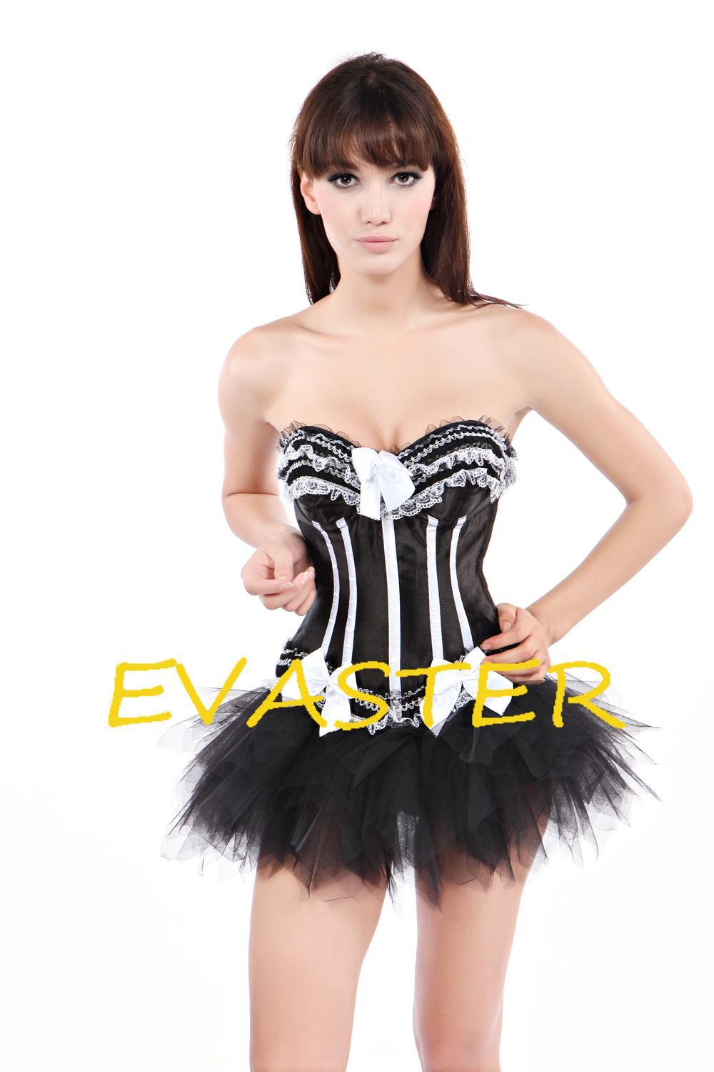 cute bow Decorated Strapless Burlesque Ruffled sexy women corset free shipping