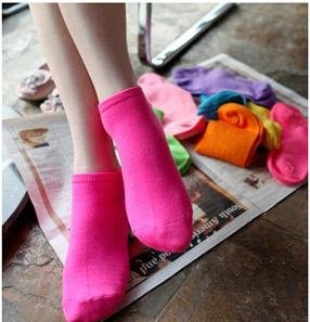 Cute candy colored cotton socks solid socks ship socks women