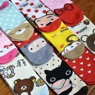 Cute Cartoon Socks / Women Cotton Boat Socks Wholesale 12Pcs/lot Random Colors Free Shipping OW20