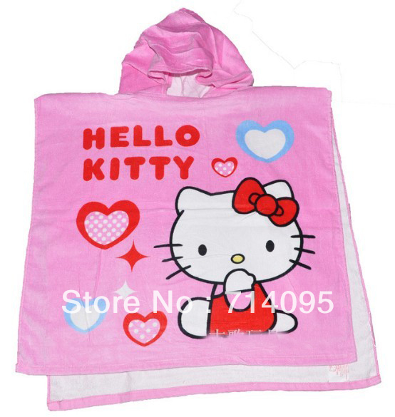 Cute cotton kids BabyCartoon hello kitty 100% cotton bath towel big towel plus size 100% cotton child freeShipping
