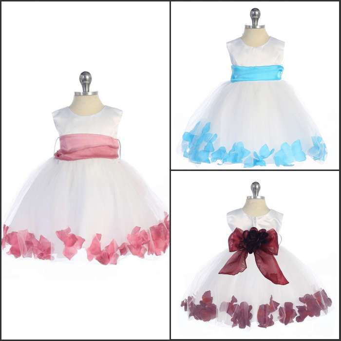 Cute flower girl dress tulle big bow light blue pageant dress for little girl a-line sash applique real picture