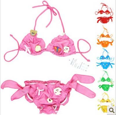 Cute Kids Bikini Chalaza Girls Swimwear Cartoon Animal Beachwear Chinlon Spandex 1 Set (Two Pieces)