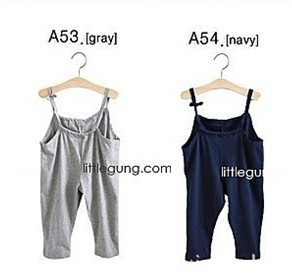 Cute Lovely baby girls autumn clothing kids cotton overalls baby fashion navy / gray trousers kids pants 5pcs/lot free shipping
