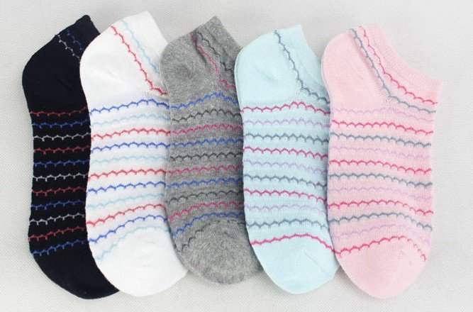 Cute Wave Line Pattern Brand Women Cotton Ankle Socks,24 Pair/Lot+Free shipping