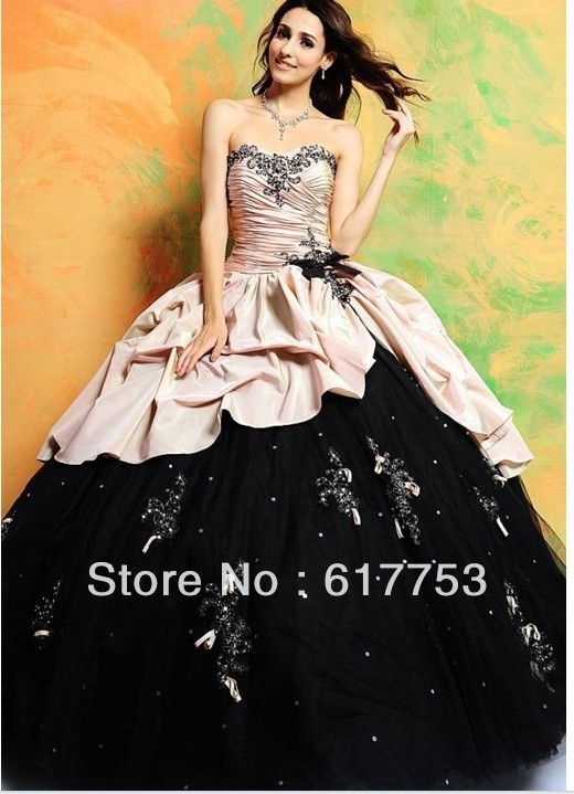 Cutom Hot Sale Applique Beaded Sequin Sweetheart Floor length Quinceanera Dress