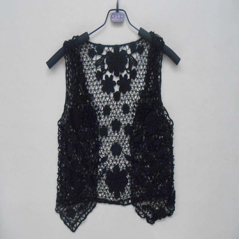 Cutout crochet lace sweater cardigan kaross shirt cape tassel vest 8295