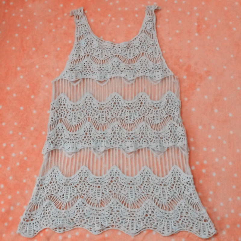 Cutout crochet sweater waistcoat shirt tassel pullover muumuu 8329