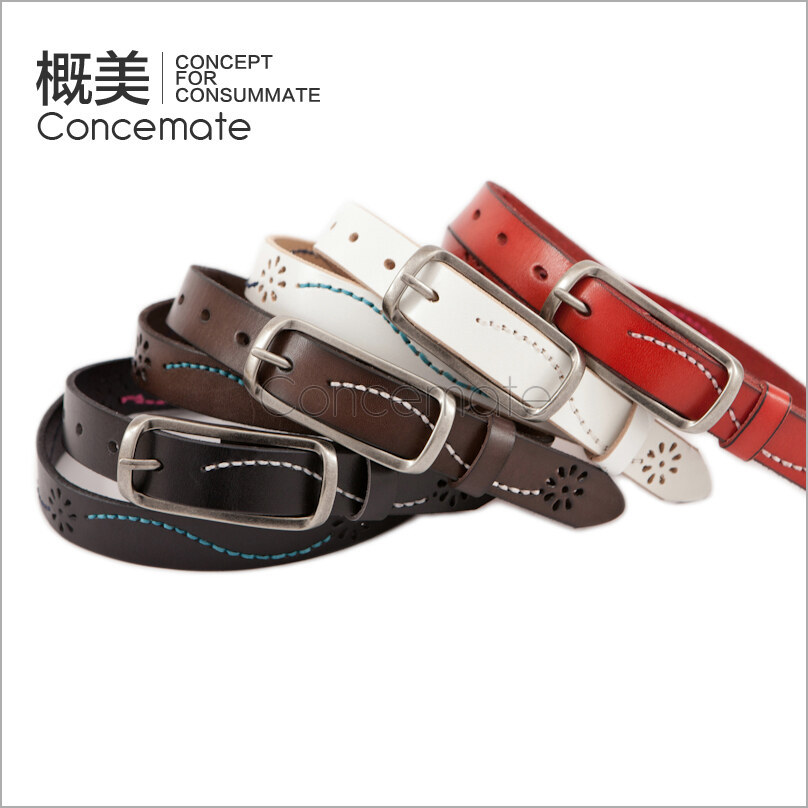 Cutout genuine leather strap decoration women's casual strap genuine leather thin belt c537