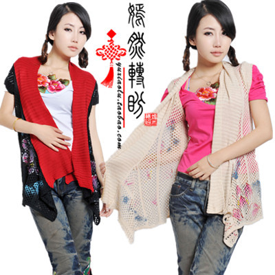 Cutout knitted air conditioning service sweet hook needle flower sweater cardigan cape