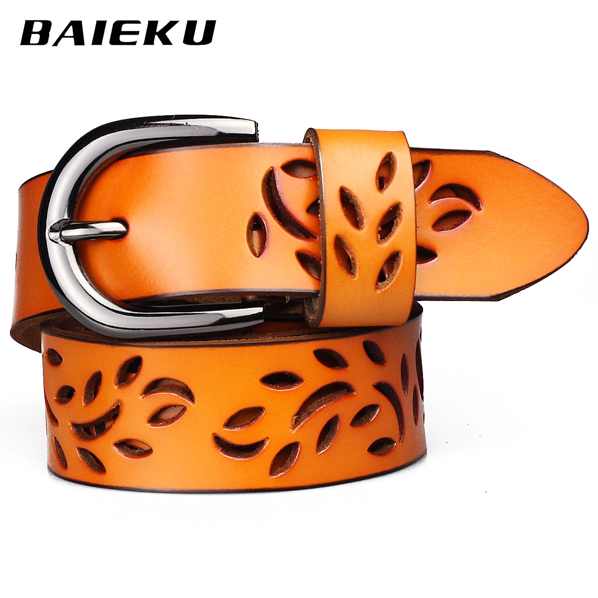 Cutout pin buckle genuine leather strap women's fashion cowhide women's belt female strap