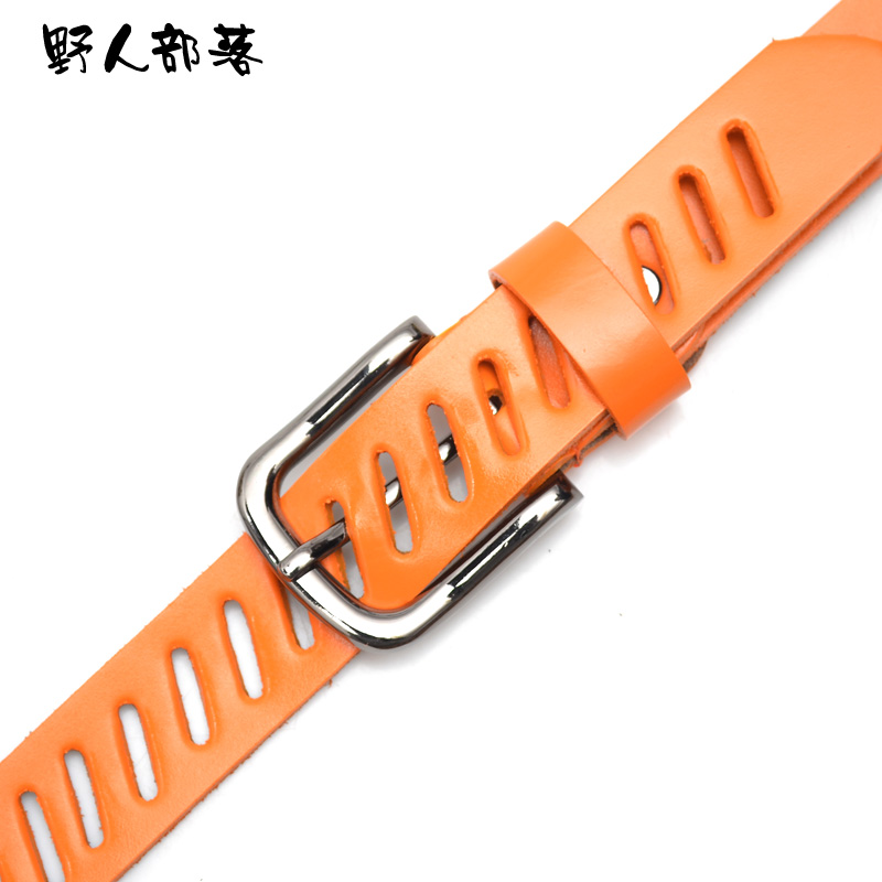 Cutout stripe cowhide genuine leather women's candy belt casual all-match japanned leather new arrival strap 7102