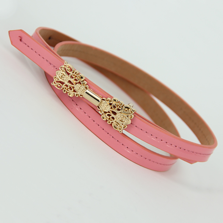 Cutout sweet bow thin belt female japanned leather strap all-match decoration belly chain candy color