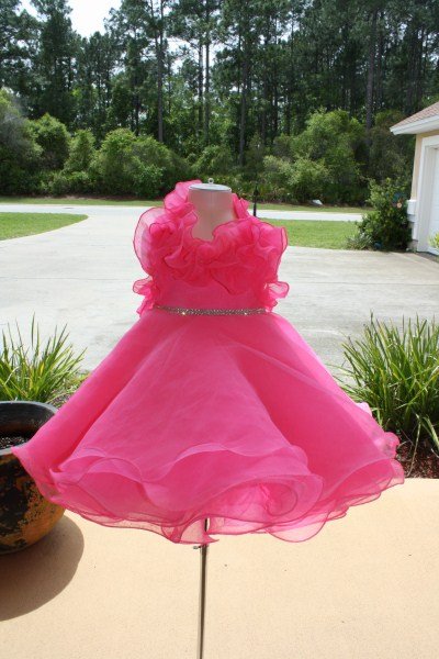 cutsom made halter hot Pink A-line national cupcake dress,freeshipping pageant girl gown ,top quality dimonds 1-6T
