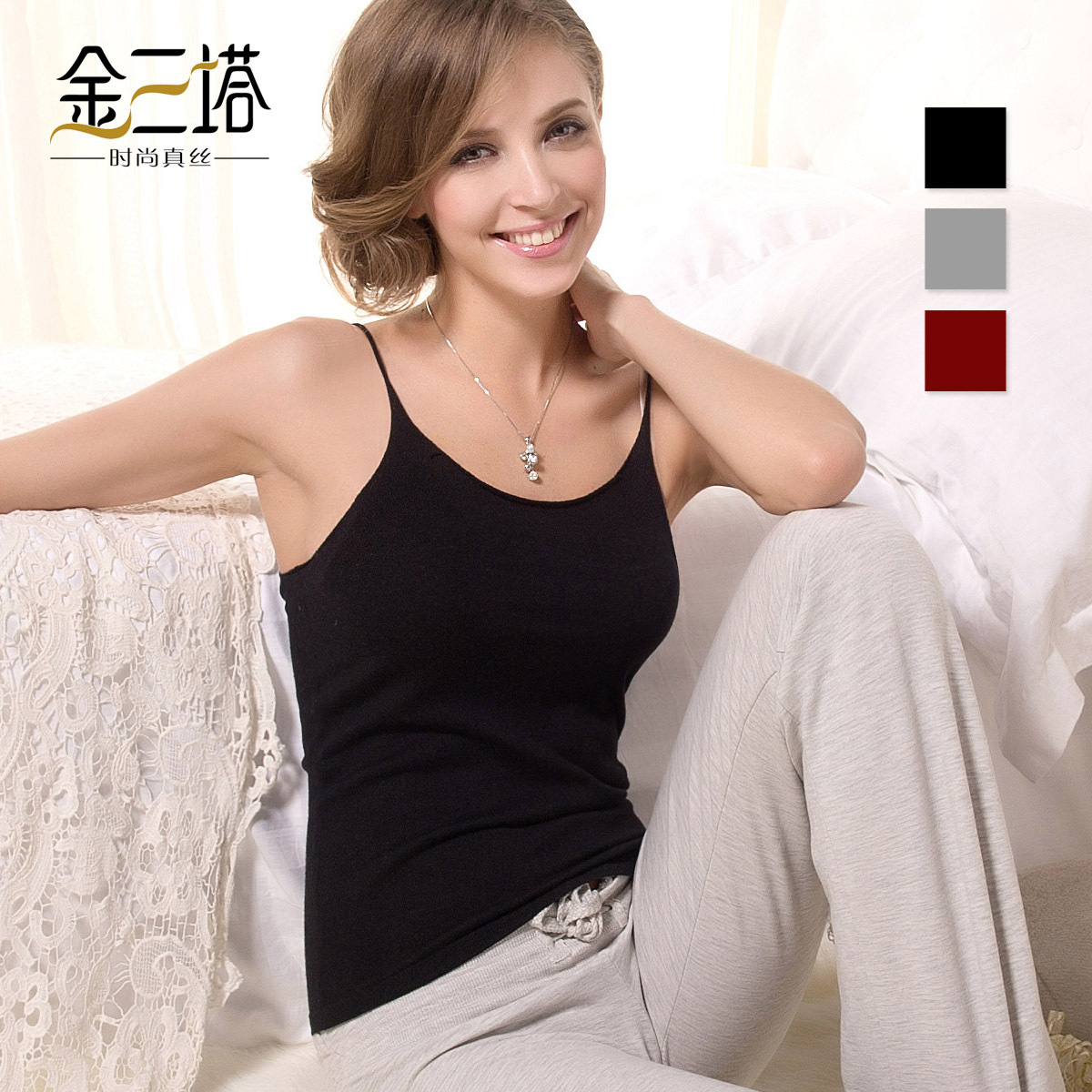 Cuttanee cashmere female spaghetti strap top cool spring fashion black vest