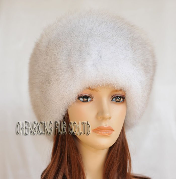CX-C-04 Natural Colour Fox All Fur Zhivago Pill Box Fur Hat