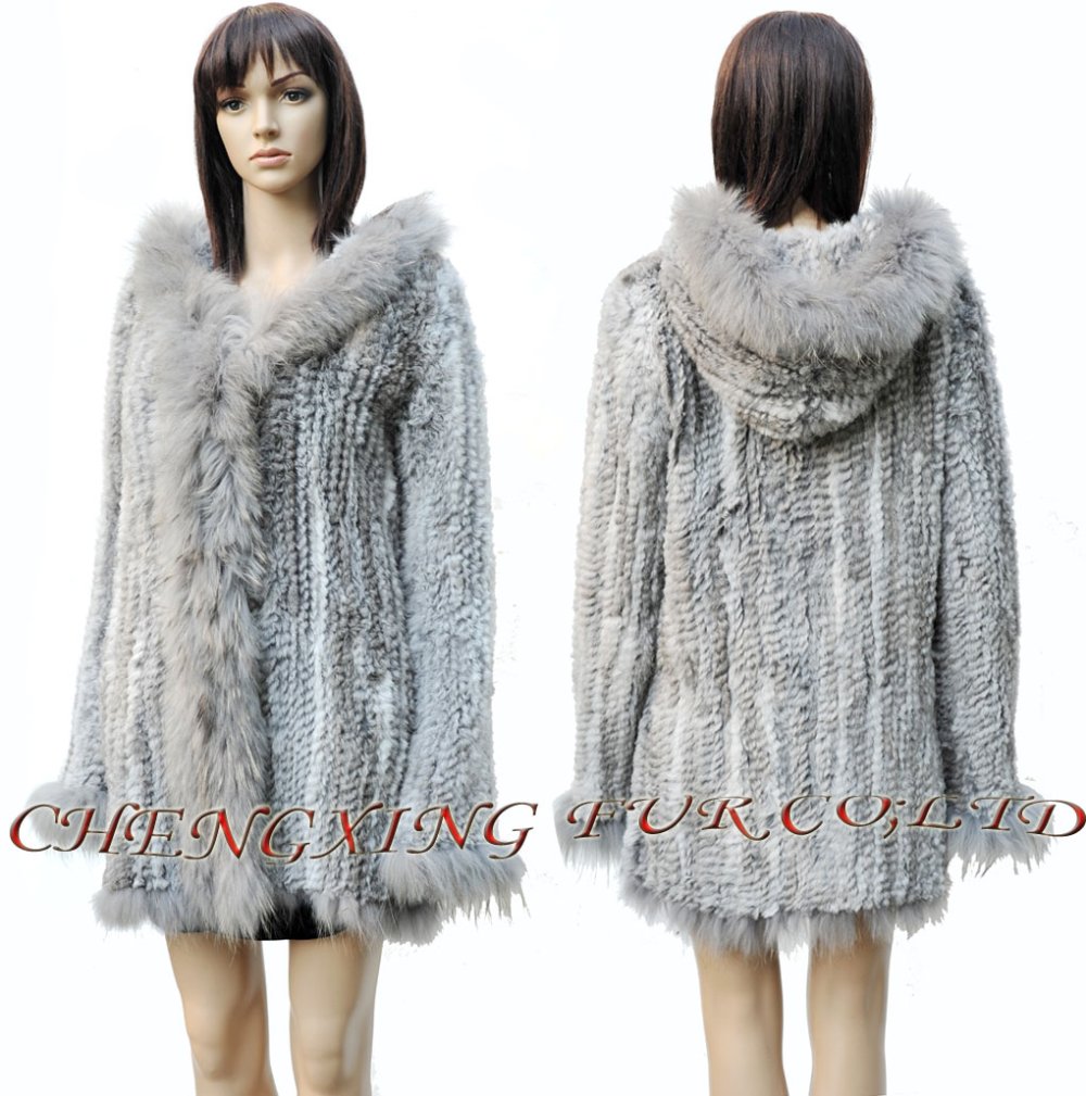 CX-G-A-148A Rabbit Fur Knitted Fashion Clothing ~ Natural / Black ~ Drop Shipping