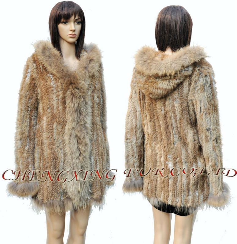 CX-G-A-148B Rabbit Fur Knitted Clothing Fashion ~ Natural / Black ~ Drop Shipping