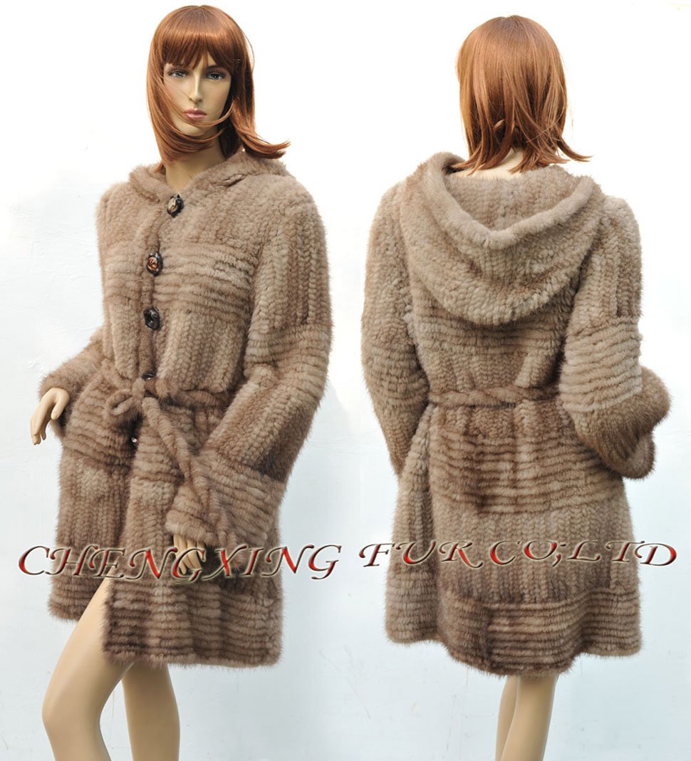CX-G-A-46A Genuine Hand Knitted Mink Fur Coat ~  Unlined ~DROP SHIPPING