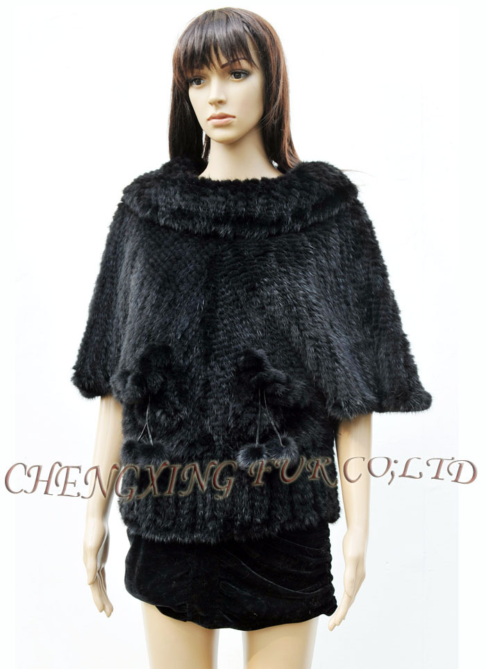 CX-G-B-106 Mink Fur Knitted Pullover- Black / Brown  ~ DROP SHIPPING