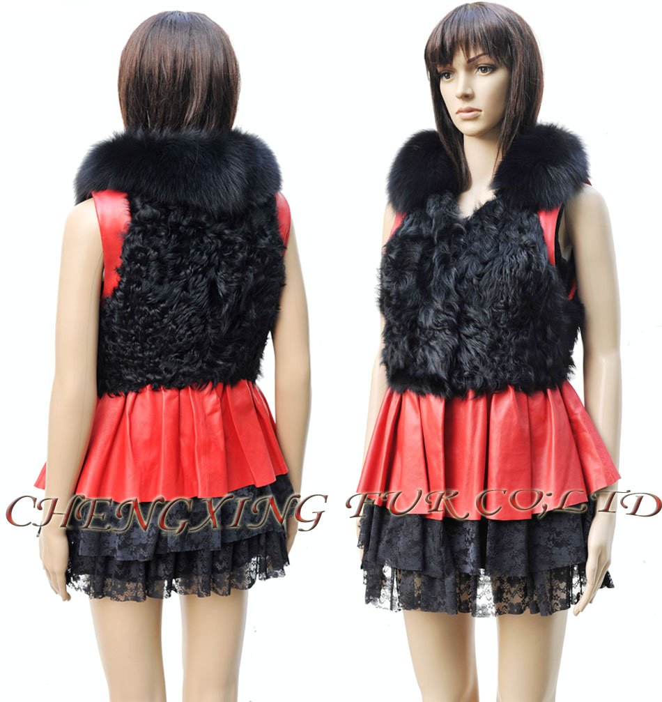 CX-G-B-188A Lamb Fur & Genuine Sheepskin Leather Fashion Dress ~ NEW ~ Drop Shipping