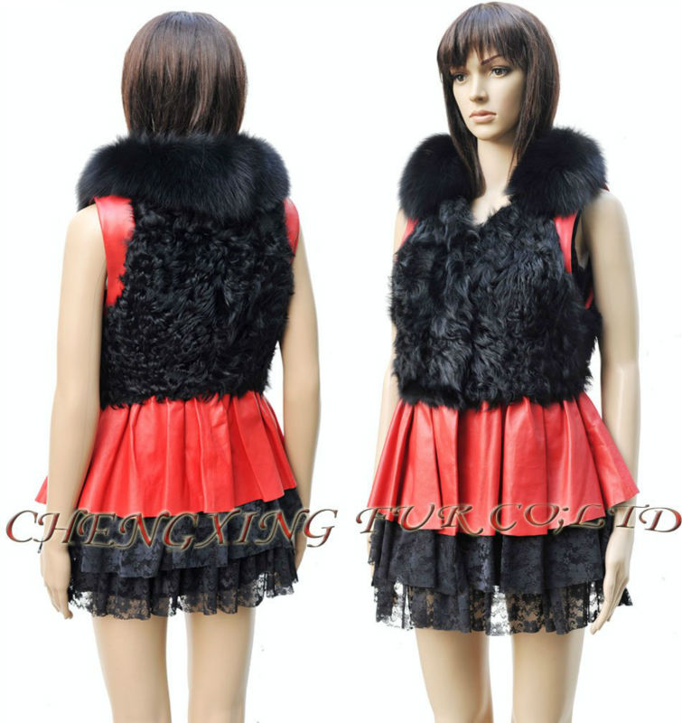 CX-G-B-188A Lamb Fur & Genuine Sheepskin Leather   womens casual dress  ~ NEW ~ Drop Shipping