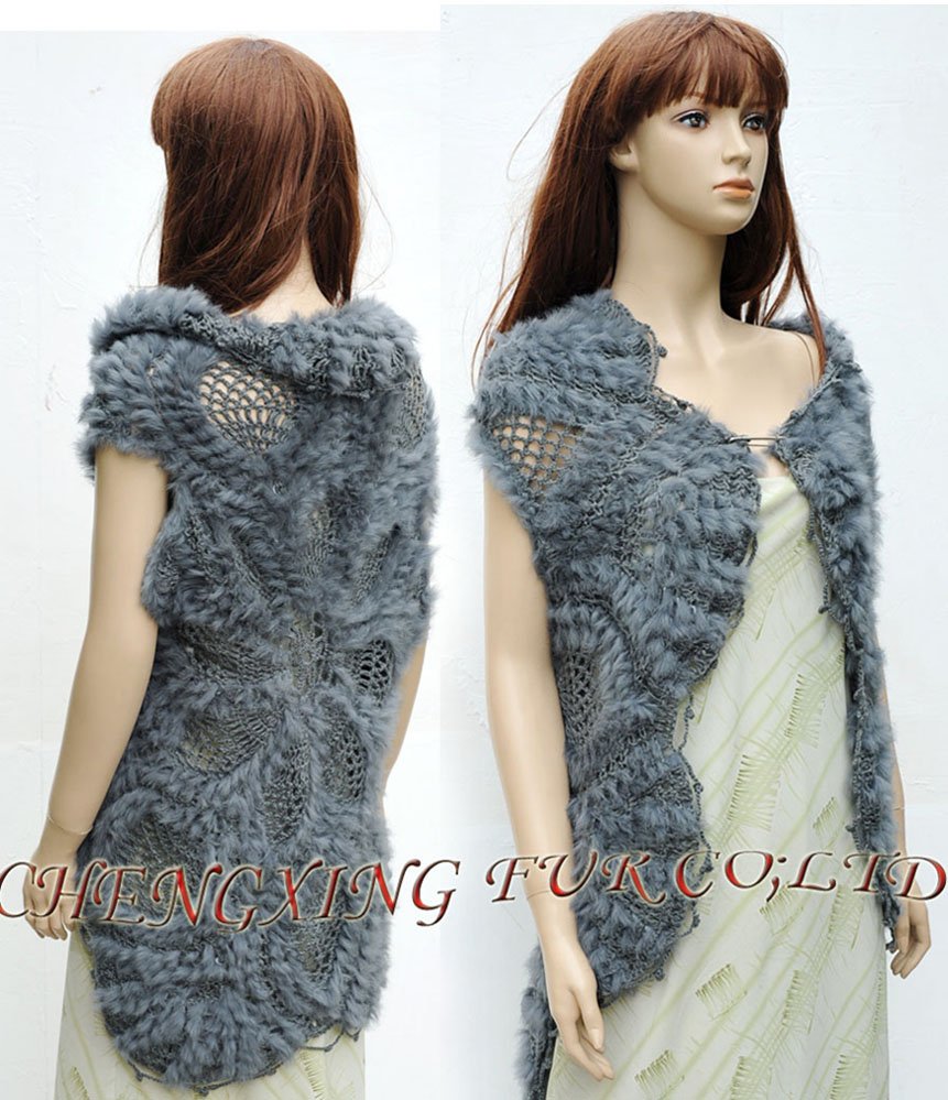 CX-G-B-62B Genuine Rabbit Fur Hand Crochet Vest ~ NEW ARRIVE ~DROP SHIPPING