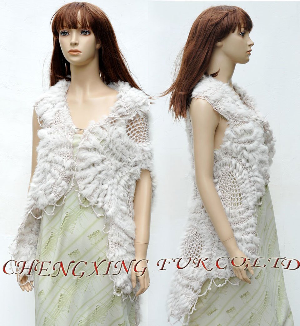 CX-G-B-62C Genuine Rabbit Fur Hand Crochet Garment ~ NEW ARRIVE ~ DROP SHIPPING