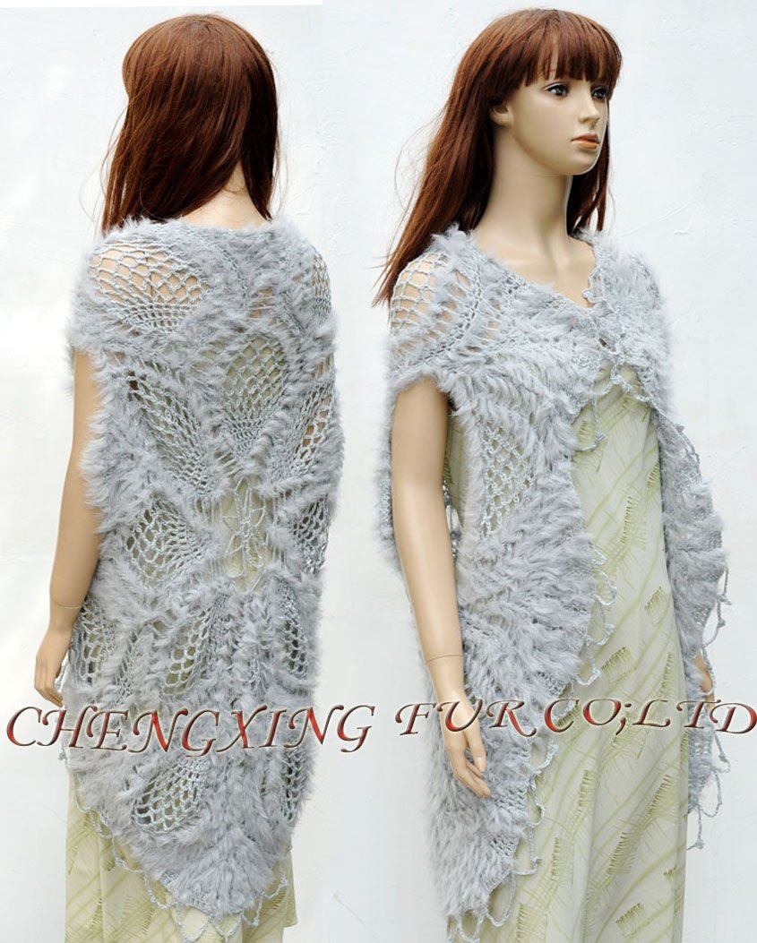 CX-G-B-62D Genuine Rabbit Fur Hand Crochet Dress ~ NEW ARRIVE