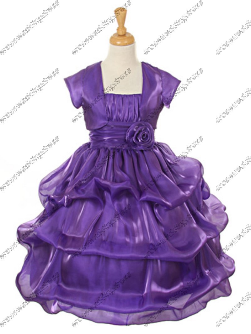 CY-005 Ball Gown Spaghetti Straps Organza Flower Girl Pageant Dresses