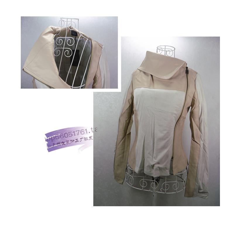 D&k 2012 women's patchwork oblique zipper motorcycle leather clothing 821