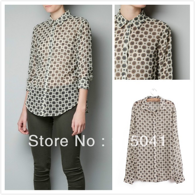 D08-14-022 in Europe and America new retro color dot pattern shirt shirt