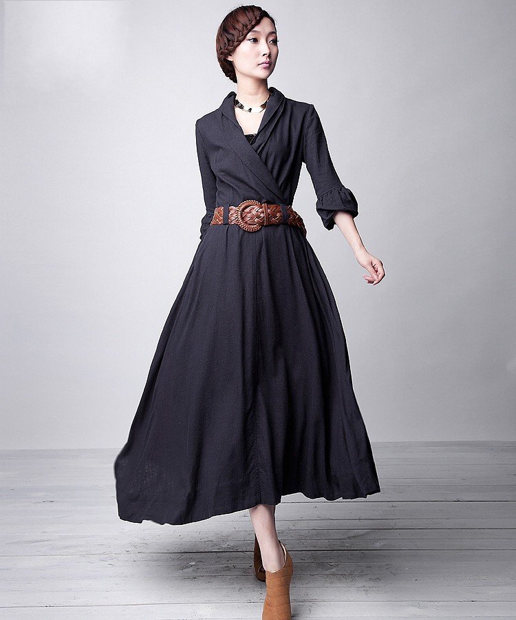 D129 S-4XL Free shipping 2012 new high quality women's new long linen dress maxi dress