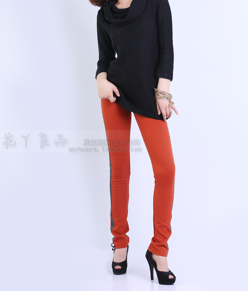 D13-02-1660 multicolour leather cotton skinny pants legging 370