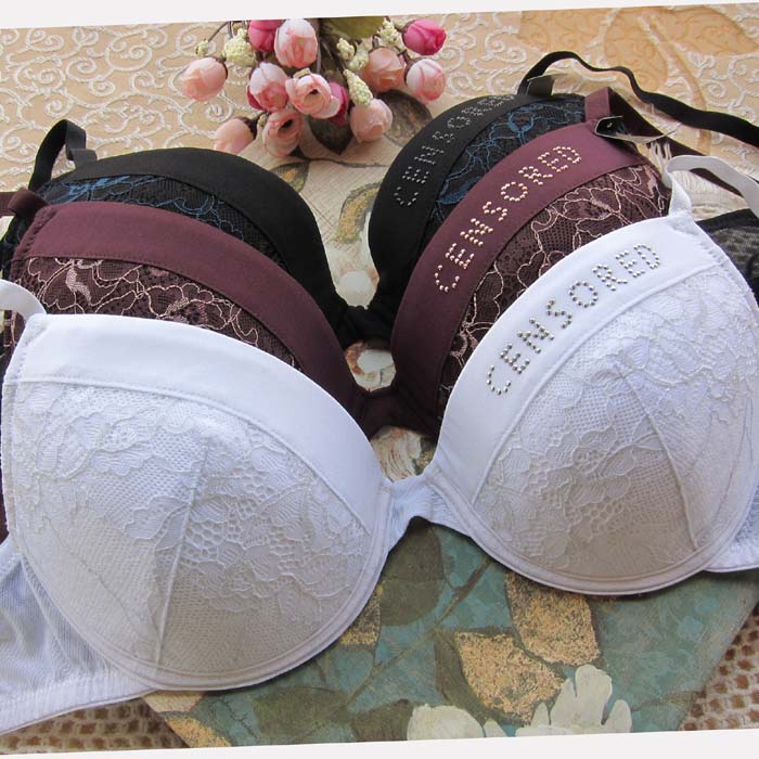 D3 diamond decoration exquisite lace censored thin sponge bra 70ab75b75c80c