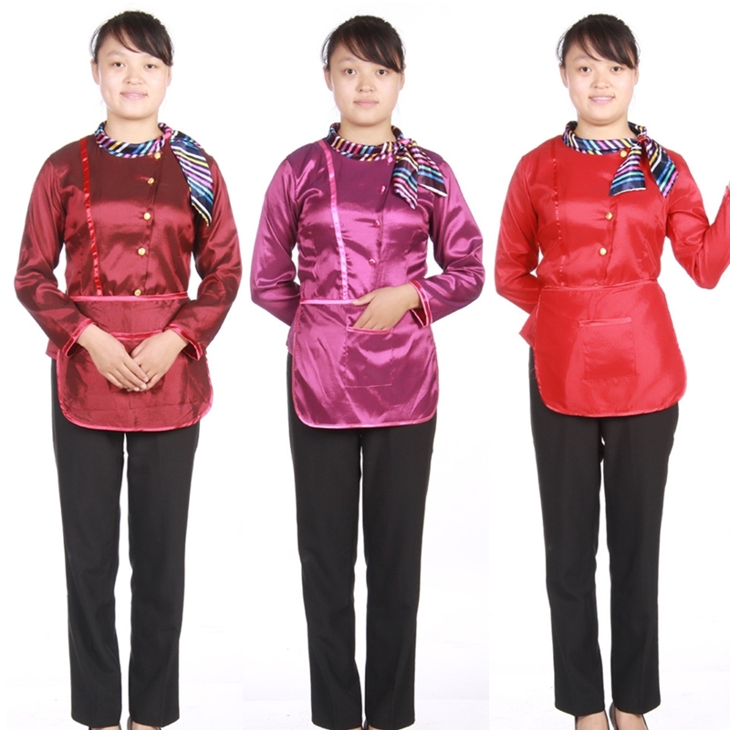 D321a work wear autumn and winter long-sleeve female autumn clothes waiter uniform