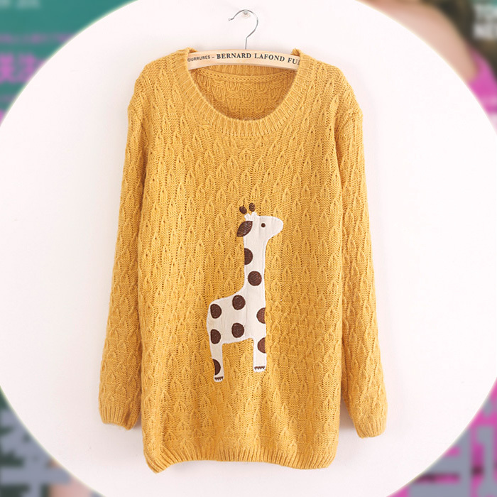 D76 2012 autumn and winter new arrival women's straight o-neck long-sleeve sweater outerwear female