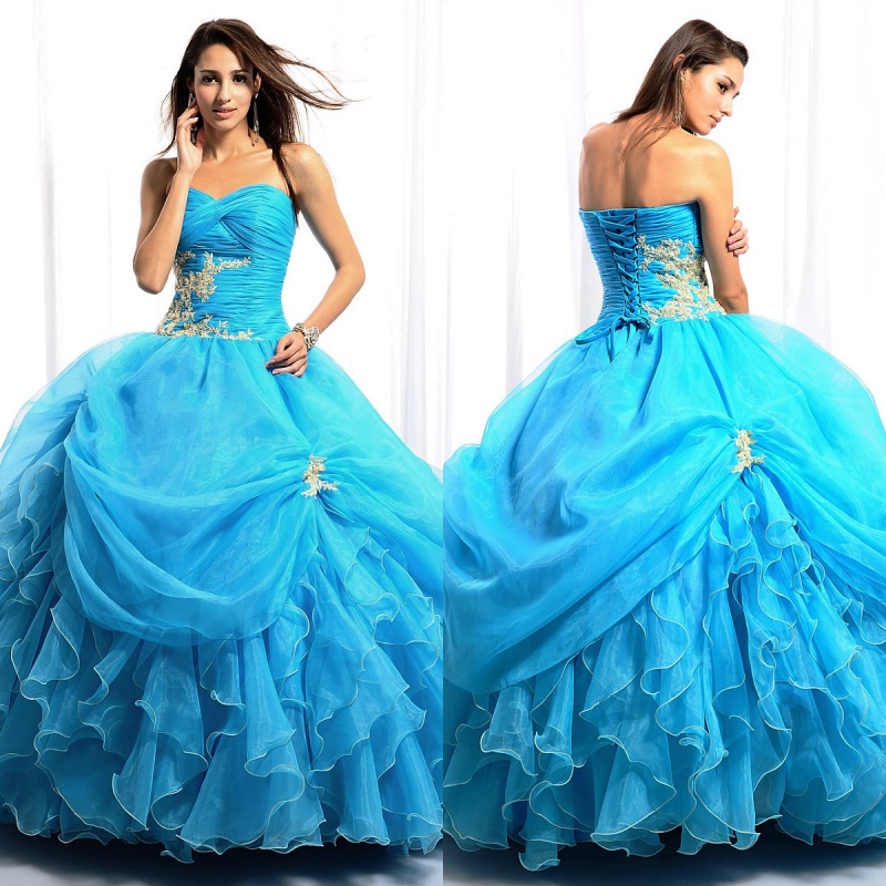 Dance color yarn evening dress princess prom dress Sky Blue dress hz02