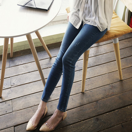 Dark Blue denim trousers skinny pants 10626 free shipping