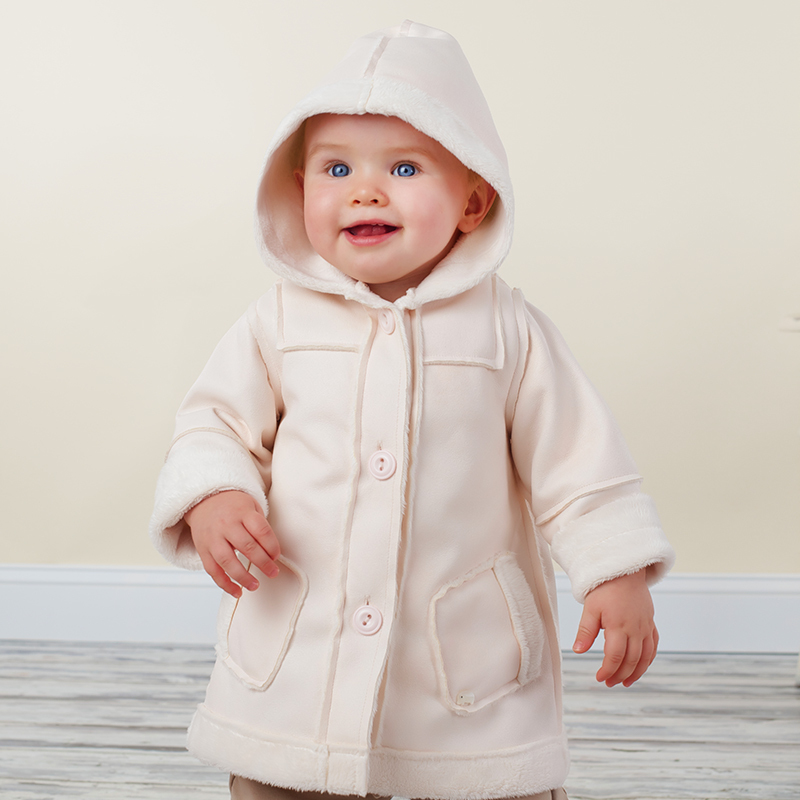 Davebella infant cardigan baby soft faux with a long trench hood design 0 - 4 67