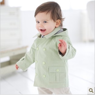 Davebella spring infant 100% cotton windproof trench outerwear db192