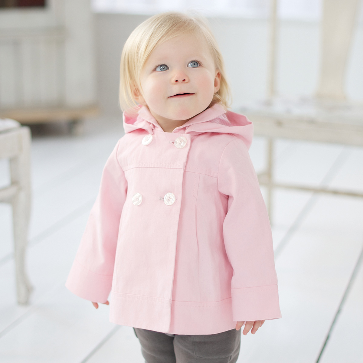 Davebella spring new arrival princess baby 100% cotton with a hood small trench baby dresses db191