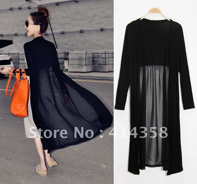 Day gift 2012 new arrival ultra long paragraph modal chiffon cardigan long-sleeve mantissas