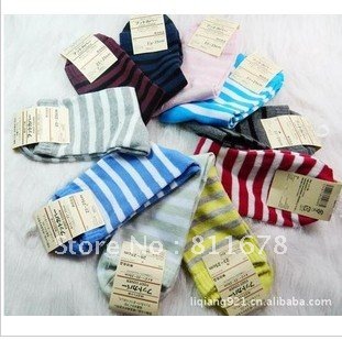 Day single foreign trade cotton stripe mixed color stockings in tube socks stockings