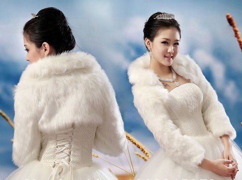 DD13 Freeshipping 2012 New Arrival GK Faux Fur Wedding Bridal Wrap Shawl Stole Tippet Jacket