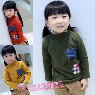 Dearie baby winter female child patch turtleneck thickening basic shirt sweaters long-sleeve T-shirt