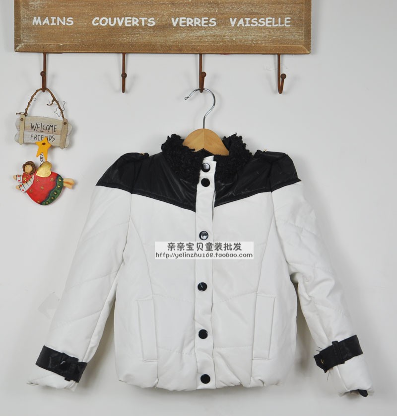 Dearie baby winter female child PU patchwork patent leather thickening outerwear wadded jacket leather clothing